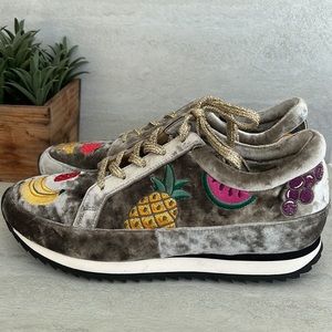 Charlotte Olympia fruit salad sneakers size 40 EU velvet gray women’s size 9-9.5